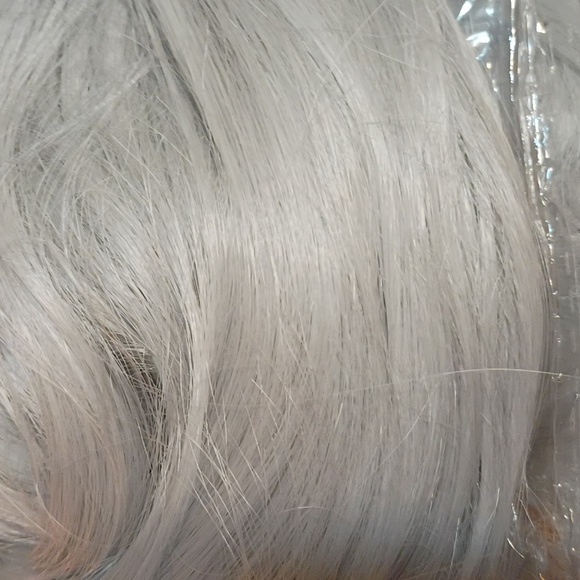 Silver Hair Wig Extension with Silky Texture, gathered on secure Rubber Band. - Picture 4 of 8